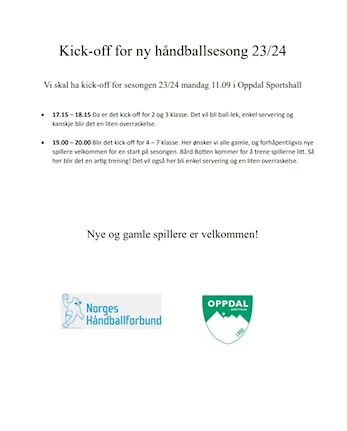 Kick-off håndballsesong 2023/24